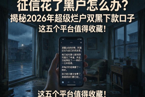 征信花了黑户怎么办？揭秘2026年超级烂户双黑下款口子，这五个平台值得收藏！