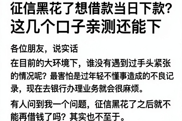 征信黑花了想借款当日下款？这几个口子亲测还能下