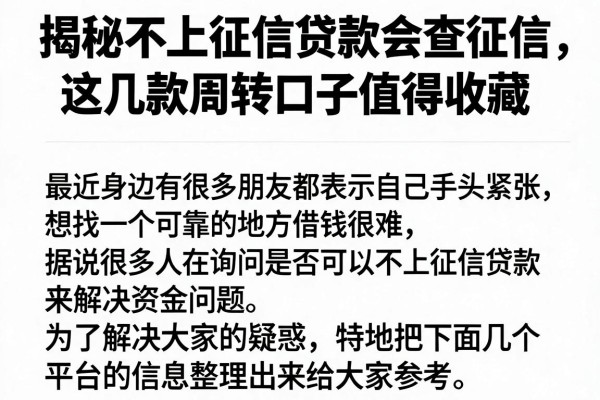 揭秘不上征信贷款会查征信，这几款周转口子值得收藏