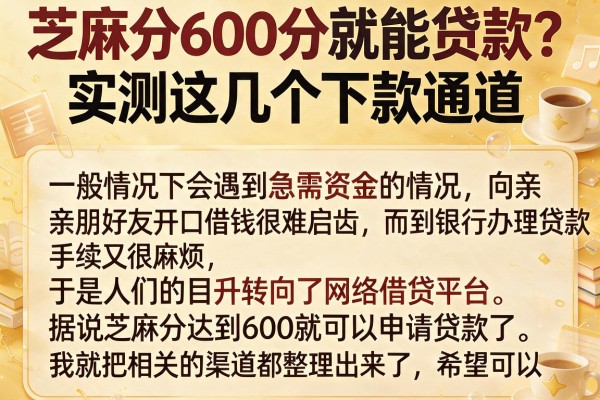 芝麻分600分就能贷款？实测这几个下款通道