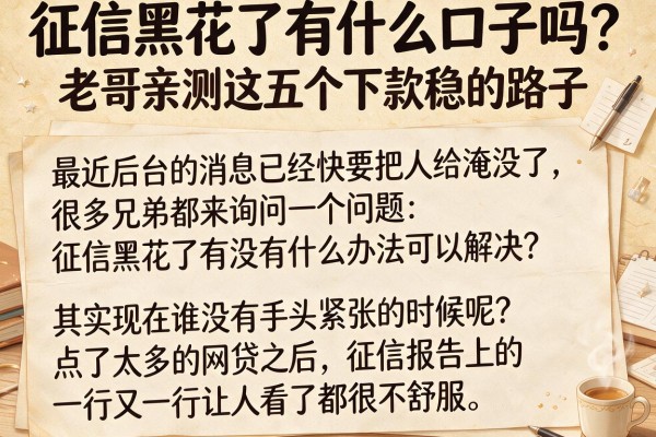 征信黑花了有什么口子吗？老哥亲测这五个下款稳的路子