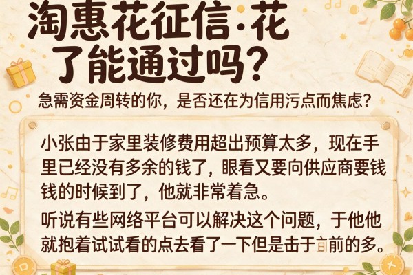 淘惠花征信花了能通过吗？急需资金周转的你，是否还在为信用污点而焦虑？