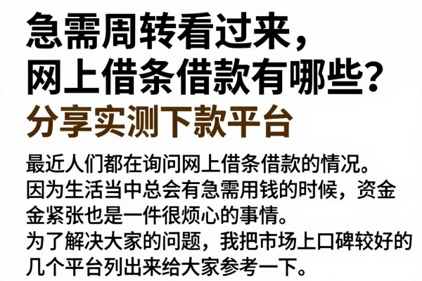 急需周转看过来，网上借条借款有哪些？分享实测下款平台