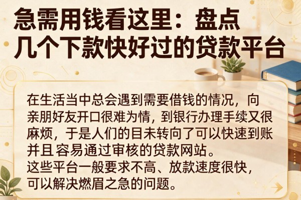 急需用钱看这里：盘点几个下款快好过的贷款平台