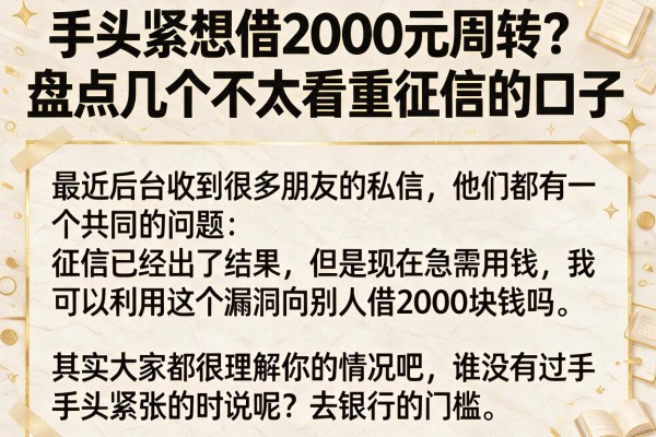 手头紧想借2000元周转？盘点几个不太看重征信的口子