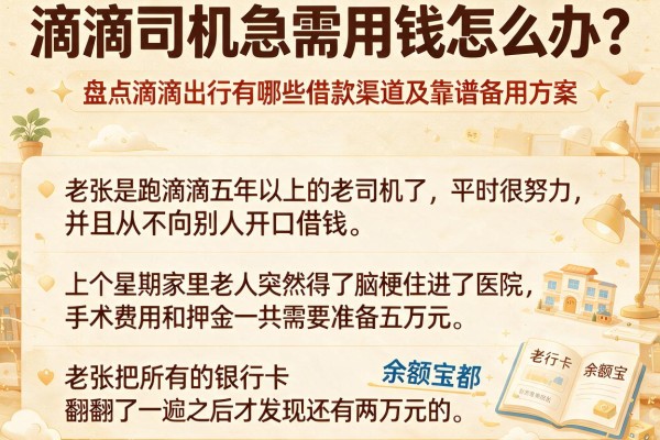 滴滴司机急需用钱怎么办？盘点滴滴出行有哪些借款渠道及靠谱备用方案