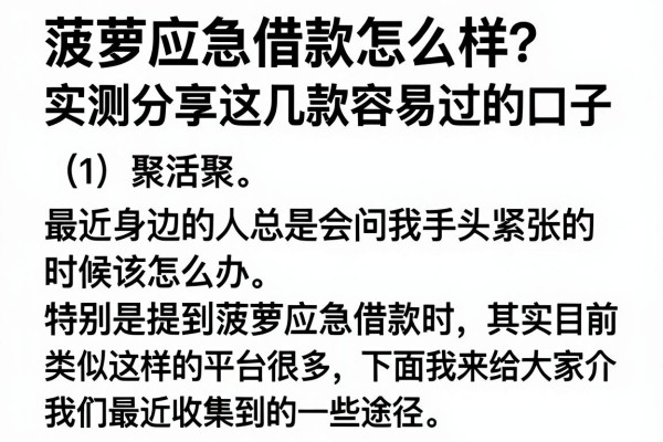菠萝应急借款怎么样？实测分享这几款容易过的口子