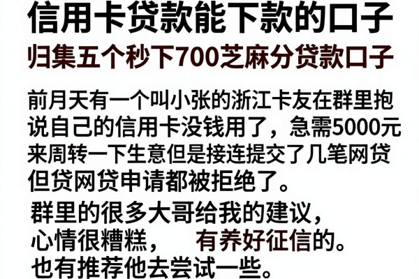 信用卡贷款能下款的口子，归集五个秒下700芝麻分贷款口子