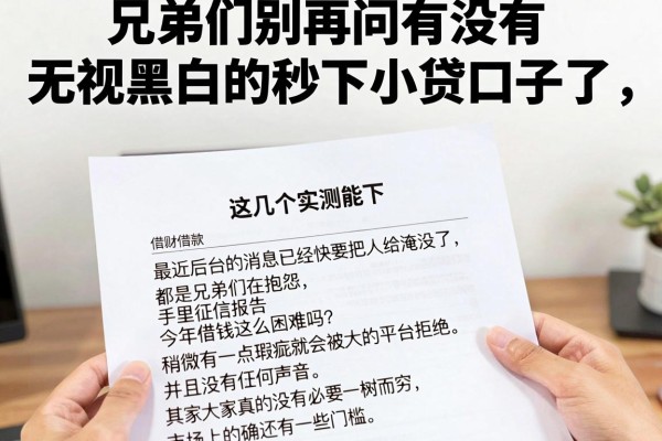 兄弟们别再问有没有无视黑白的秒下小贷口子了，这几个实测能下