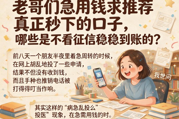 老哥们急用钱求推荐真正秒下的口子，哪些是不看征信稳稳到账的？