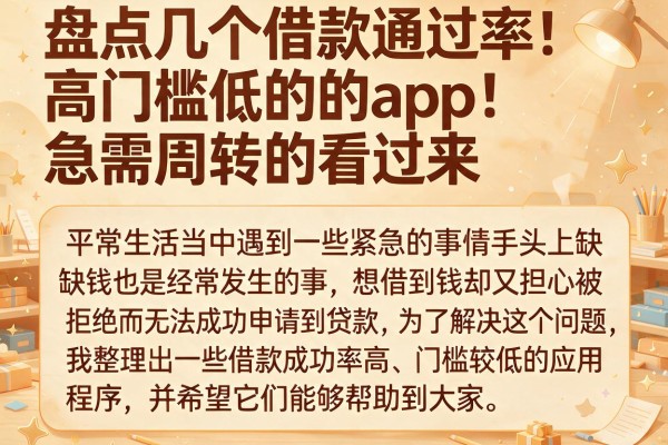盘点几个借款通过率高门槛低的的app，急需周转的看过来