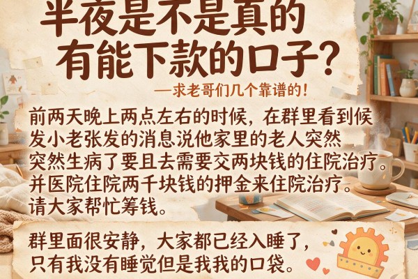 半夜是不是真的有能下款的口子？求老哥们推荐几个靠谱的！