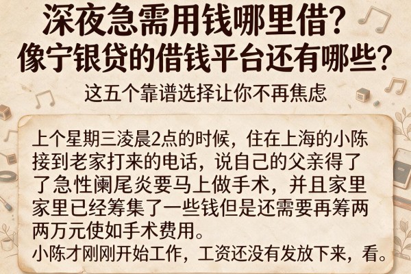 深夜急需用钱哪里借？像宁银贷的借钱平台还有哪些？这五个靠谱选择让你不再焦虑