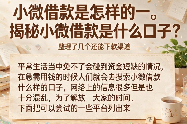 揭秘小微借款是什么口子，整理了几个还能下款的渠道