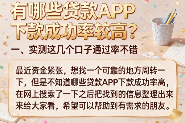 有哪些贷款APP下款成功率较高？实测这几个口子通过率不错