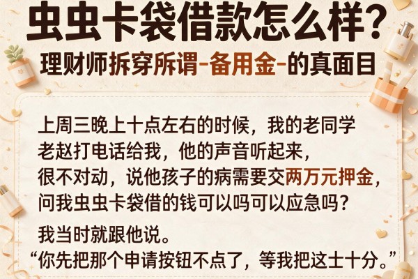 虫虫卡袋借款怎么样？理财师拆穿所谓-备用金-的真面目