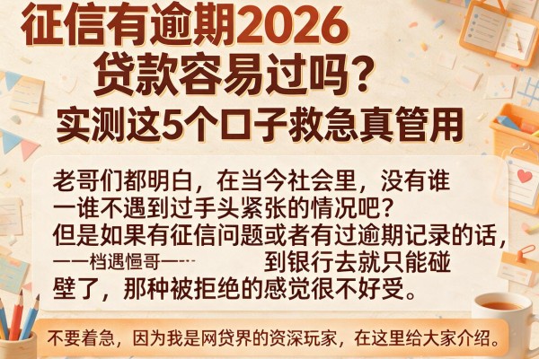 征信有逾期2026贷款容易过吗？实测这5个口子救急真管用
