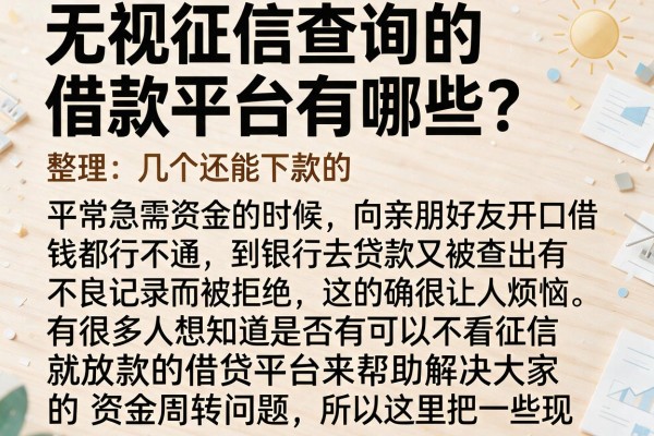 无视征信查询的借款平台有哪些？整理几个还能下款的
