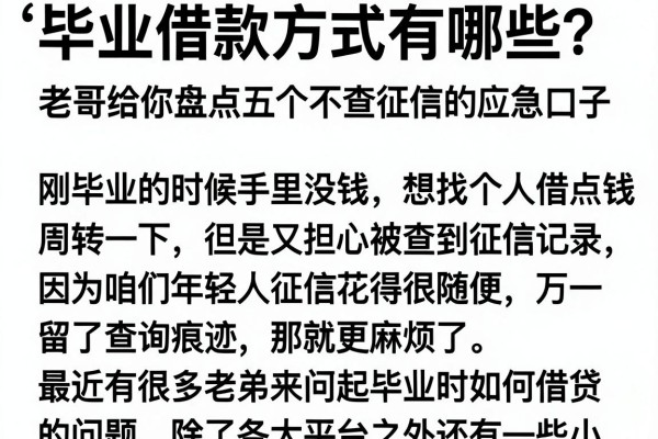 毕业借款方式有哪些？老哥给你盘点五个不查征信的应急口子