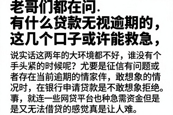 老哥们都在问有什么贷款无视逾期的，这几个口子或许能救急