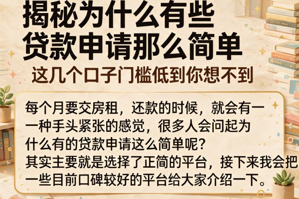 揭秘为什么有些贷款申请那么简单，这几个口子门槛低到你想不到