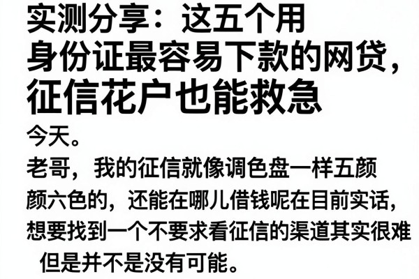 实测分享：这五个用身份证最容易下款的网贷，征信花户也能救急