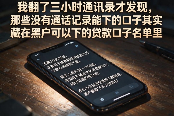我翻了三小时通讯录才发现，那些没有通话记录能下的口子其实藏在黑户可以下的贷款口子名单里