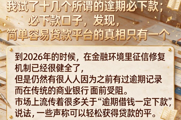 我试了十几个所谓的逾期必下款口子，发现简单容易贷款平台的真相只有一个