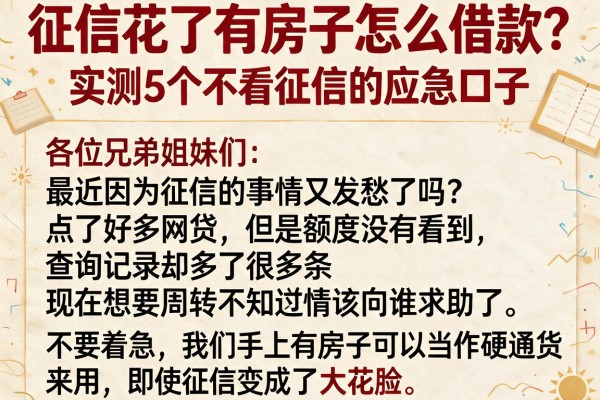 征信花了有房子怎么借款？实测5个不看征信的应急口子