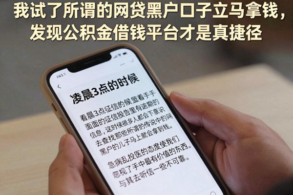 我试了所谓的网贷黑户口子立马拿钱，发现公积金借钱平台才是真捷径