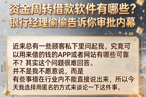资金周转借款软件有哪些？银行经理偷偷告诉你审批内幕