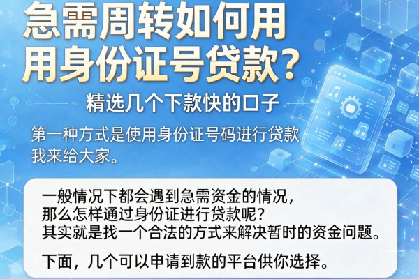 急需周转如何用身份证号贷款？精选几个下款快的口子