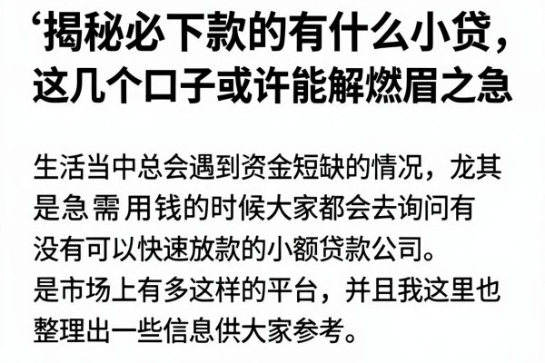揭秘必下款的有什么小贷，这几个口子或许能解燃眉之急