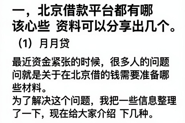 汇总北京借款平台有哪些资料，这几个审核宽松下款快