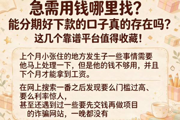 急需用钱哪里找？能分期好下款的口子真的存在吗？这几个靠谱平台值得收藏！
