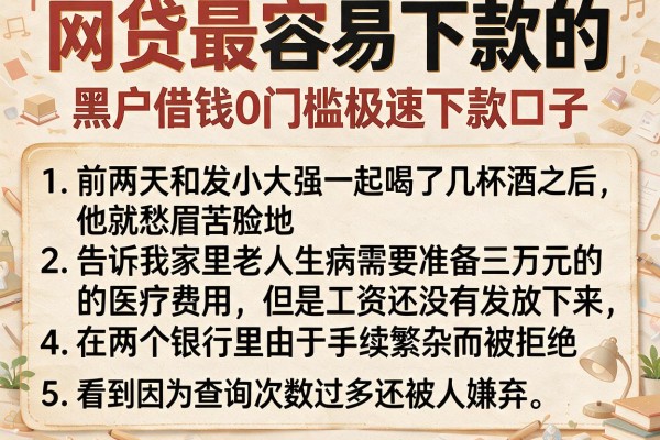 网贷最容易下款的，条列5个黑户借钱0门槛极速下款口子