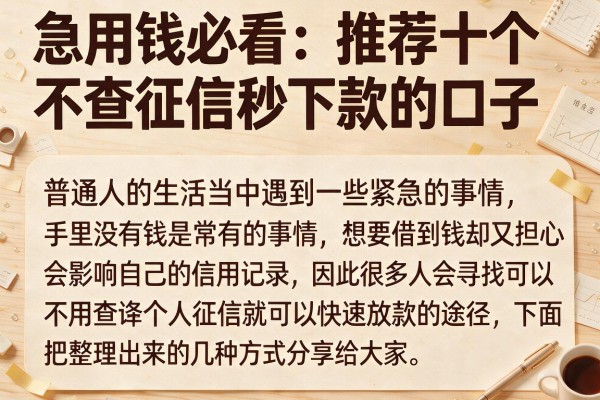 急用钱必看：推荐十个不查征信秒下款的口子
