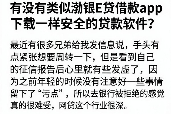 有没有类似渤银E贷借款app下载一样安全的贷款软件？老哥亲测这5家口子