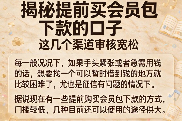 揭秘提前买会员包下款的口子，这几个渠道审核宽松