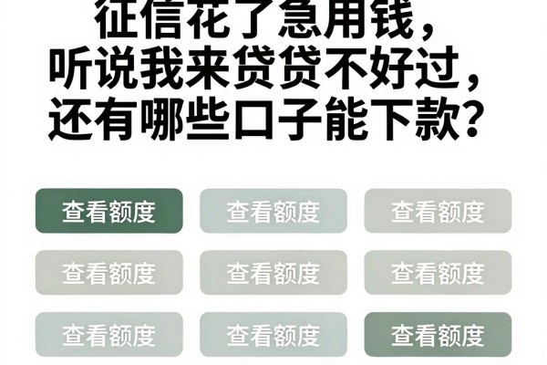 征信花了急用钱，听说我来贷不好过，还有哪些口子能下款？