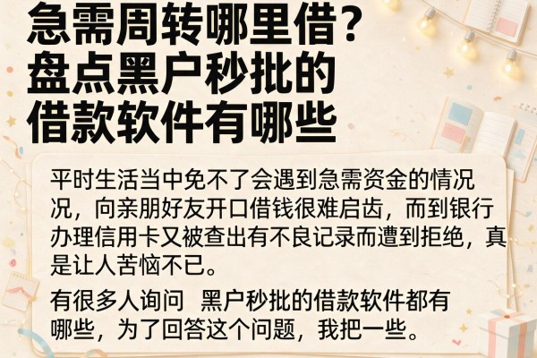 急需周转哪里借？盘点黑户秒批的借款软件有哪些呢