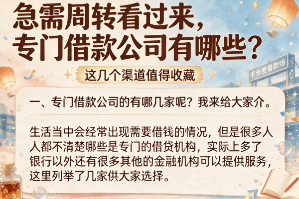 急需周转看过来，专门借款公司有哪些？这几个渠道值得收藏