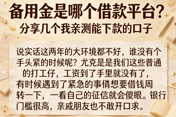 备用金是哪个借款平台？分享几个我亲测能下款的口子