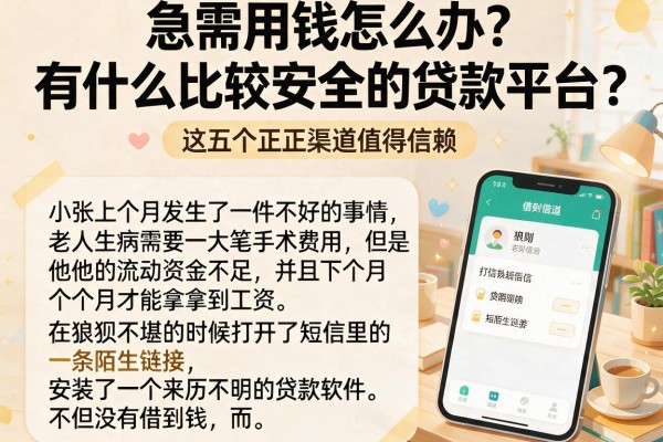 急需用钱怎么办？有什么比较安全的贷款平台？这五个正规渠道值得信赖