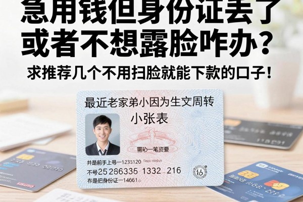 急用钱但身份证丢了或者不想露脸咋办？求推荐几个不用扫脸就能下款的口子！