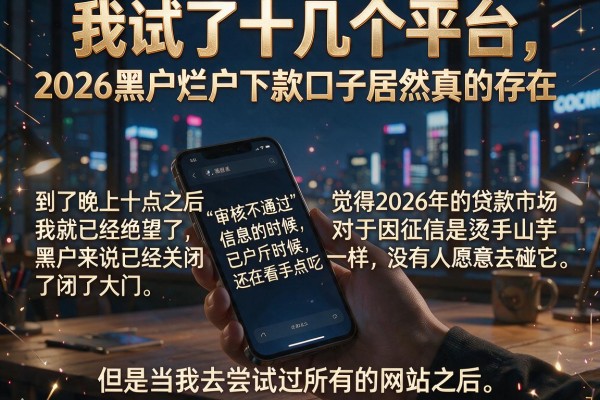 我试了十几个平台，发现2026黑户烂户下款口子居然真的存在