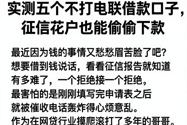 实测五个不打电联借款口子，征信花户也能偷偷下款
