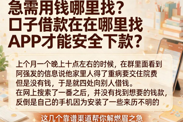 急需用钱哪里找？口子借款在哪里找APP才能安全下款？这几个靠谱渠道帮你解燃眉之急
