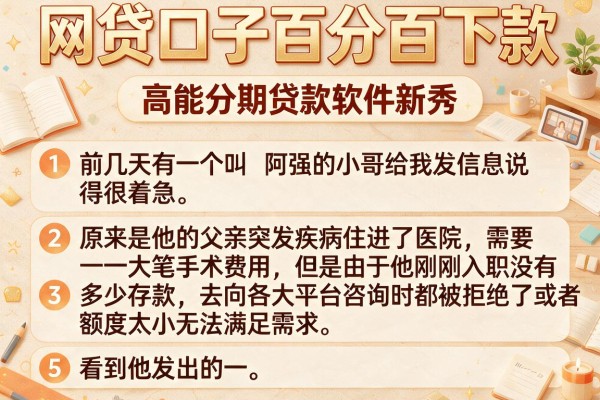 网贷口子百分百下款，条列5个高能分期贷款软件新秀