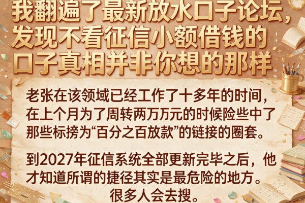我翻遍了最新放水口子论坛，发现不看征信小额借钱的口子真相并非你想的那样